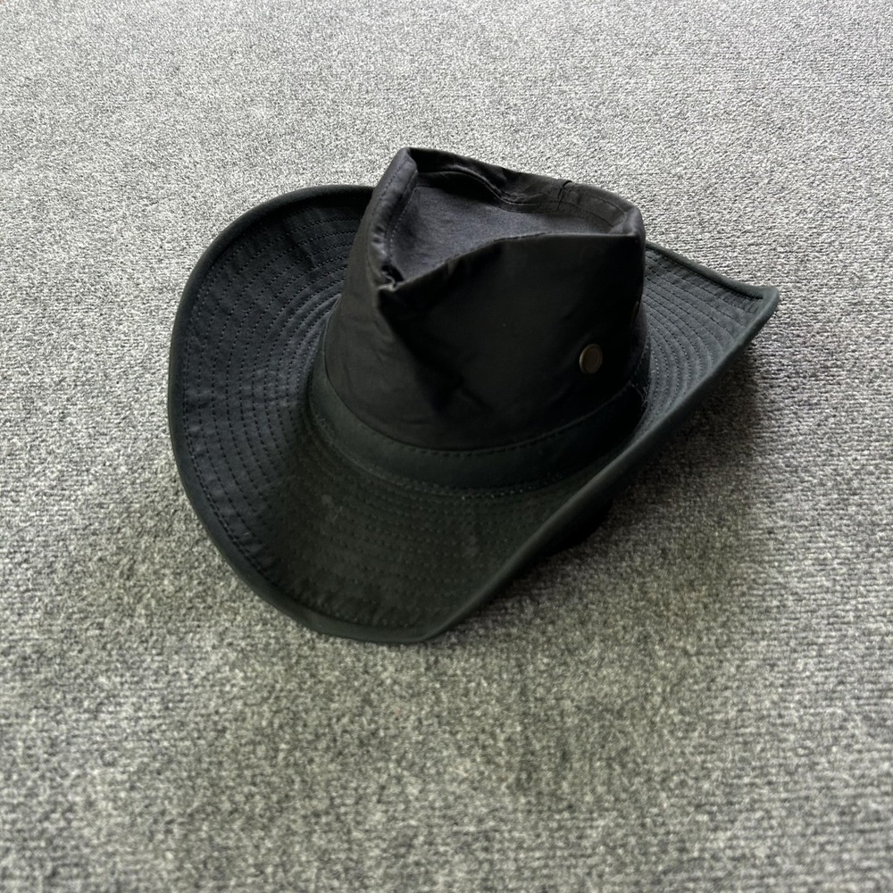 Boonie Hat‎ Mens Medium Black Wide Brim Adjustable Chin Strap Outdoor USA Made - Picture 6 of 11
